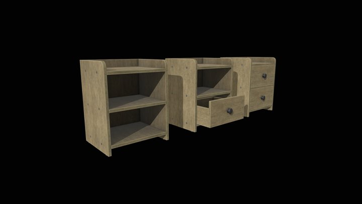 Wooden (plywood) bedstand 3D Model