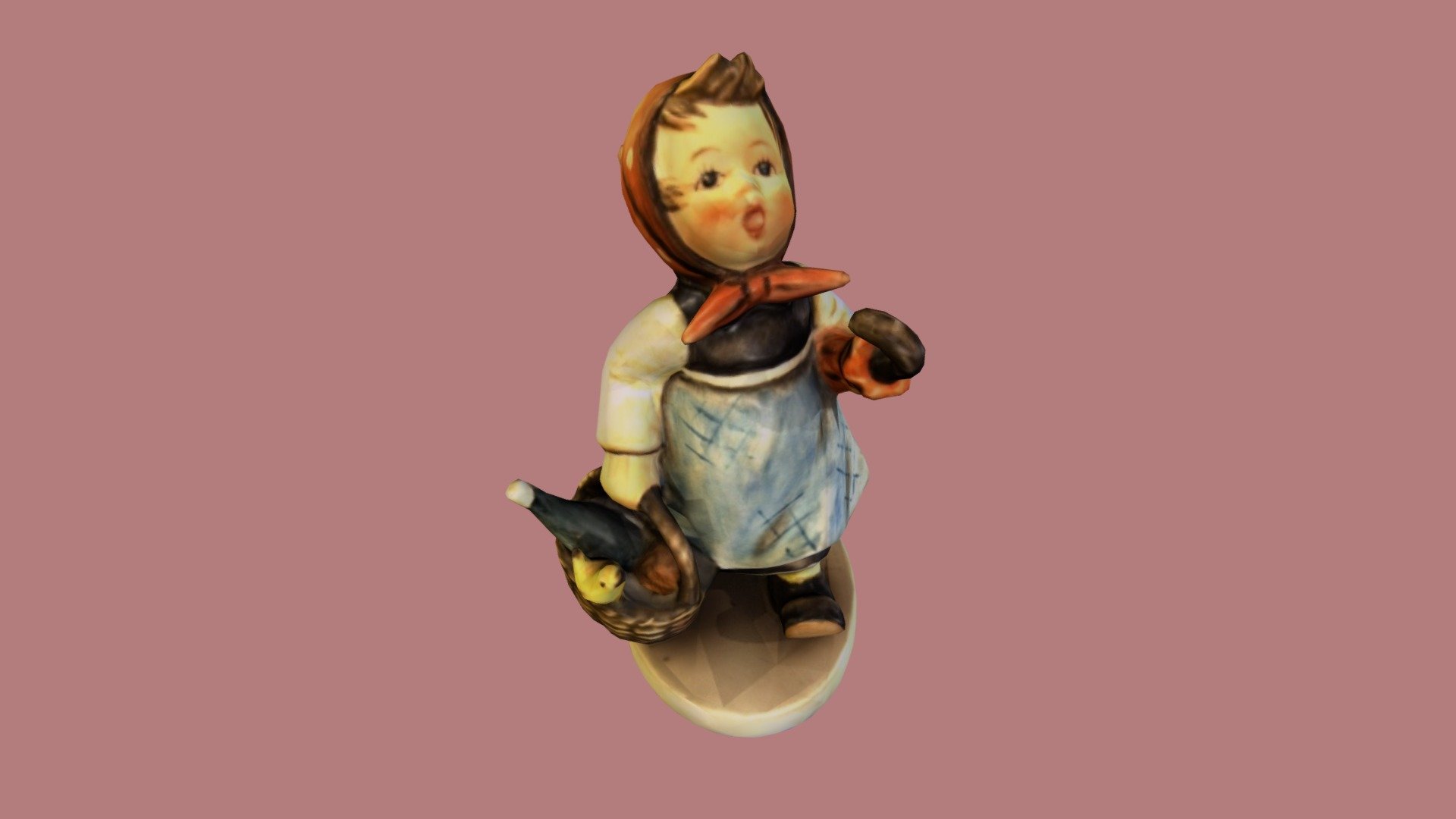 Girl with basket and umbrella figure by Hummel