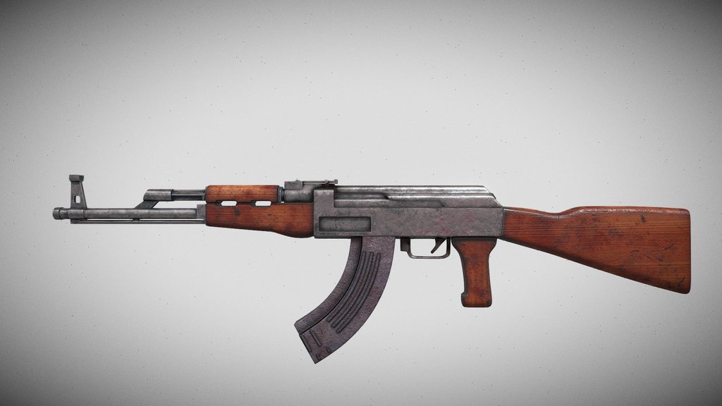 Ak-47 Rifle de Asalto Clásico 3D – Arma Militar