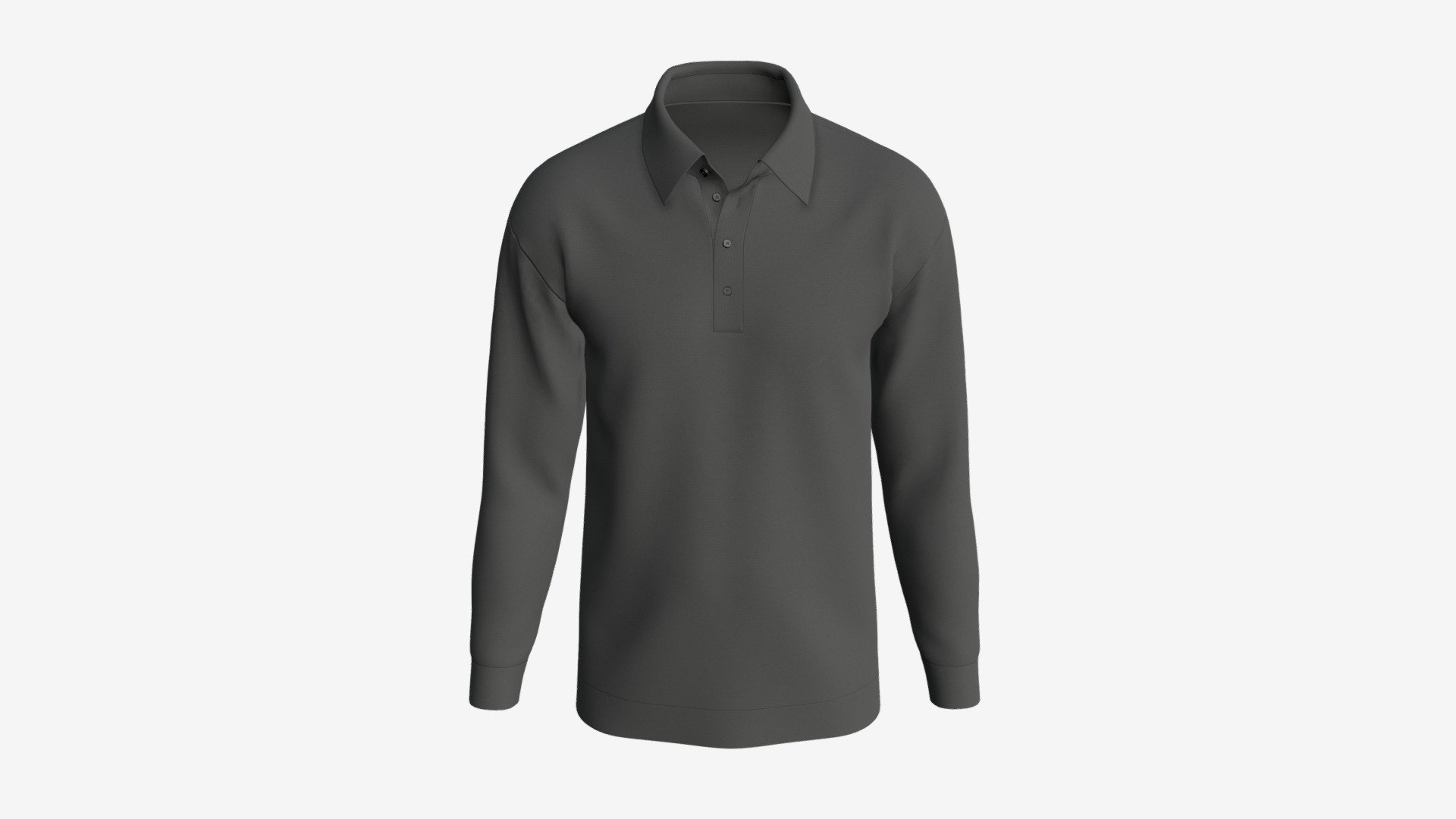 Long Sleeve Polo Shirt for Men Mockup 02 Black - Buy Royalty Free 3D ...
