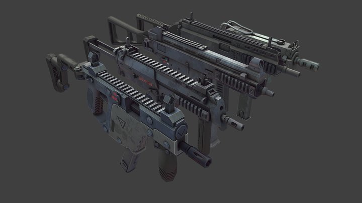 Weapon Model Kit (realistic textures) 3D Model