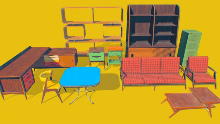 Mid-century Furniture Collection - Vol 1 3D Model