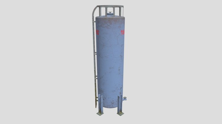 Blue vertical storage tank 3D Model