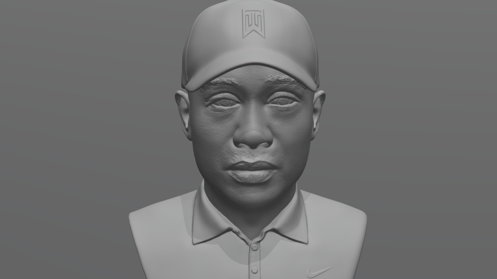 3D model Tiger Woods bust for 3D printing - This is a 3D model of the Tiger Woods bust for 3D printing. The 3D model is about a man wearing a white hat.