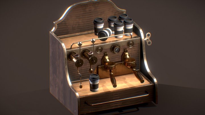 Stylized Vintage Coffee Machine 3D Model
