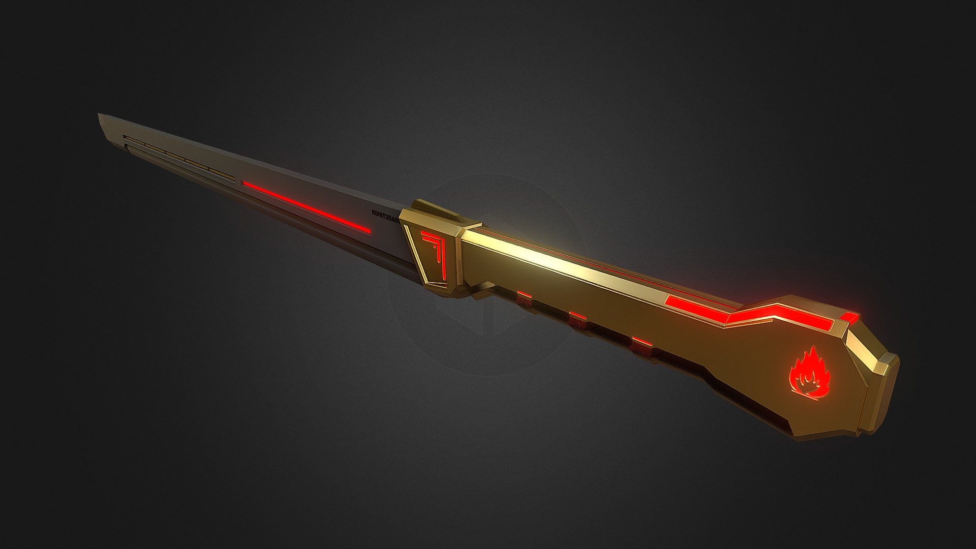 Sci-fi Flame Sword - Download Free 3D model by Rohit3DAsset [f04eccd ...