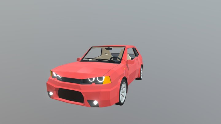 Red Sportcart Roadster Lowpoly V2 3D Model