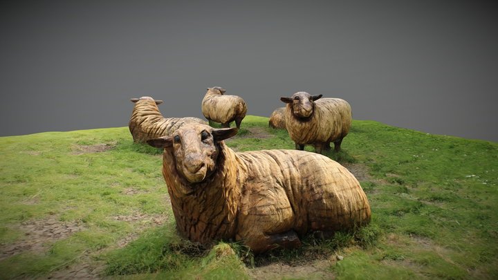 Carved oak sheep at Great Linford Manor Park 3D Model