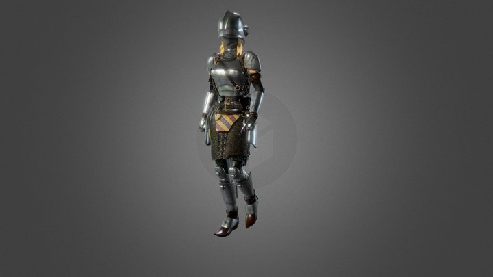 Knight Lady animated no weapon 3D Model
