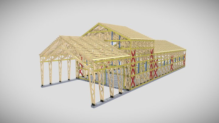 Ангар трёхсоставной 31х10,4х8,4 метра 3D Model