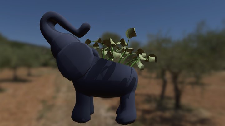 Plant In An Elephant Flower Pot 3D Model