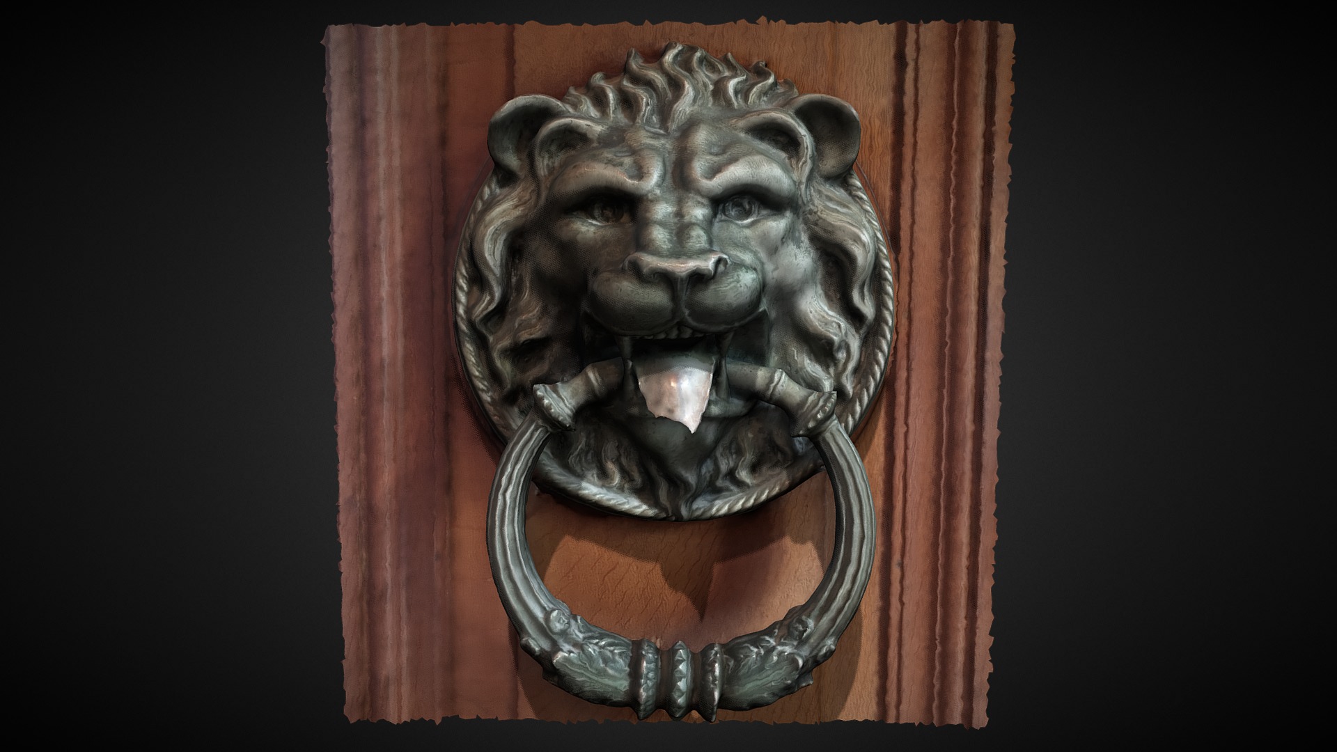 3D model Medieval Lion door handle from Sintra Castle - This is a 3D model of the Medieval Lion door handle from Sintra Castle. The 3D model is about a close-up of a statue.