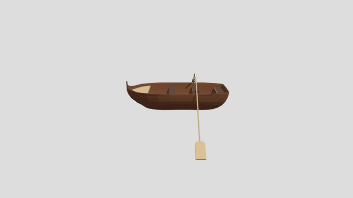 Low Poly Wooden Boat 3D Model