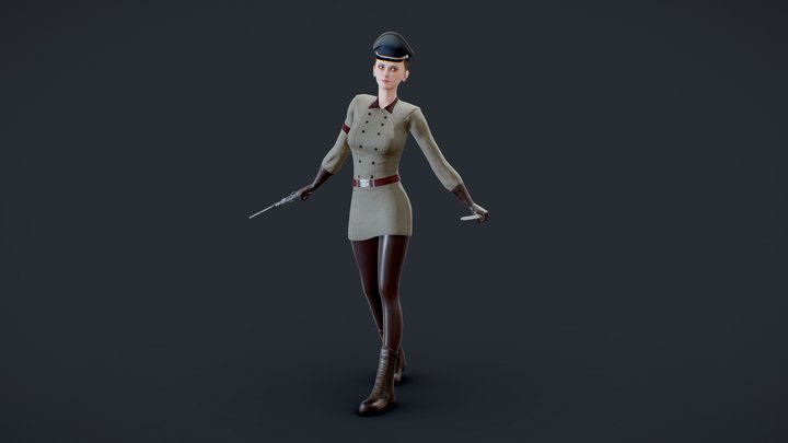 Military Girl Game Ready Low Poly 3D Model 3D Model