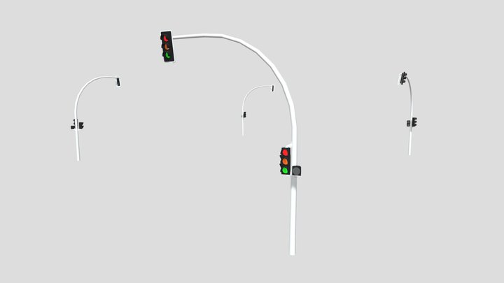 Traffic lights low Poly for videogame V1.0 3D Model