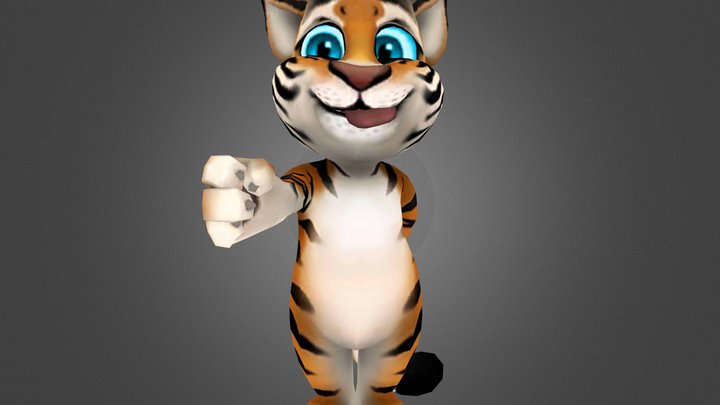Tom tiger blue eyes animation 3D Model