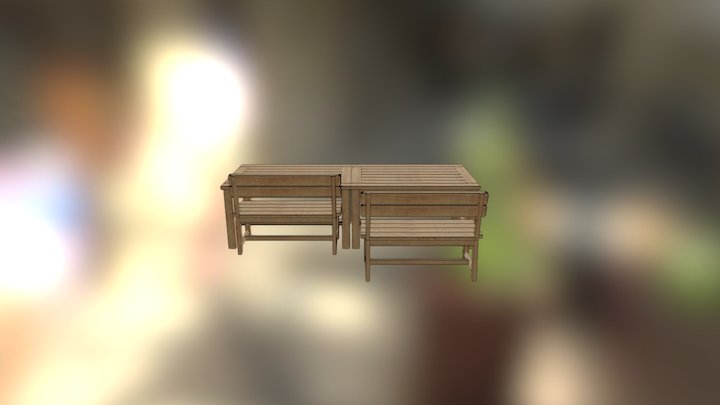garden table and benches 3D Model