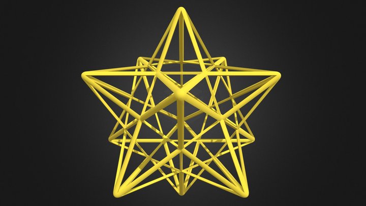 Wireframe Shape Small Stellated Dodecahedron 3D Model