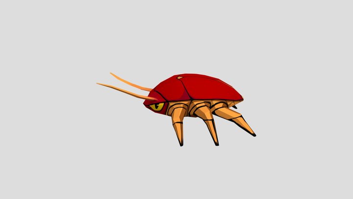 Handpainted Roach Enemy 3D Model