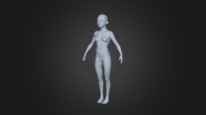 Semi-Stylized Female Elf All-Quads Basemesh 3D Model