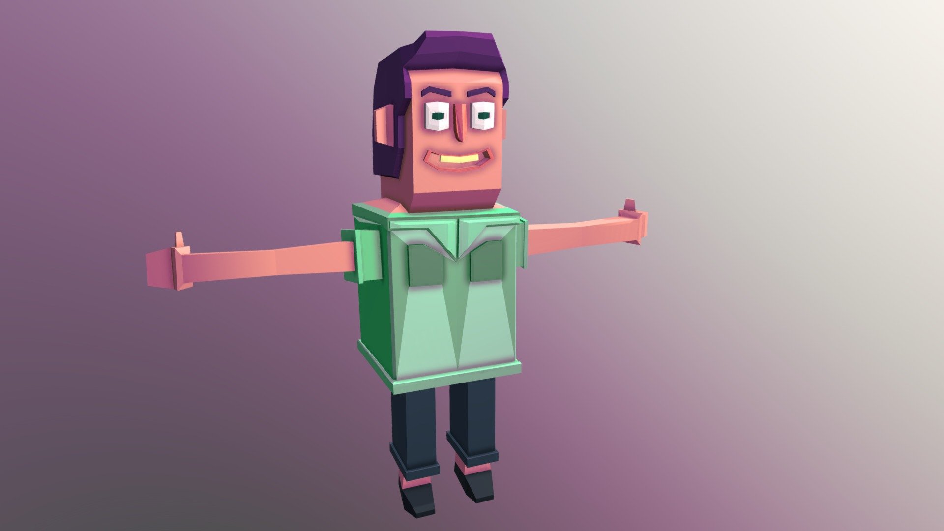 hombre cubo lowpoly man (rigged)