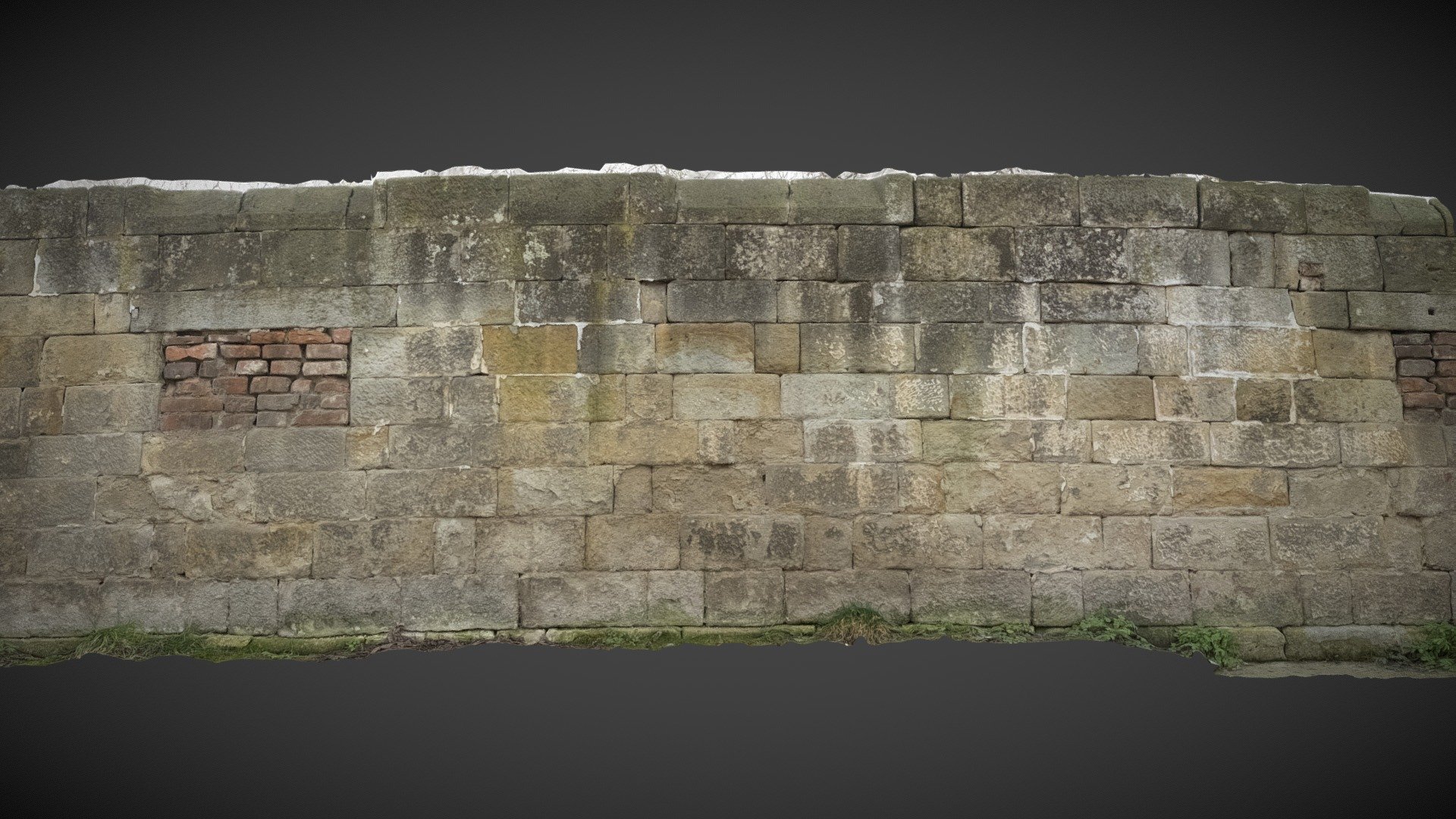 Sandstone Blockwall With Walled Windows