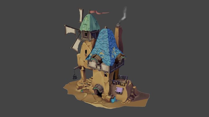 Desert Rock Town 3D Model