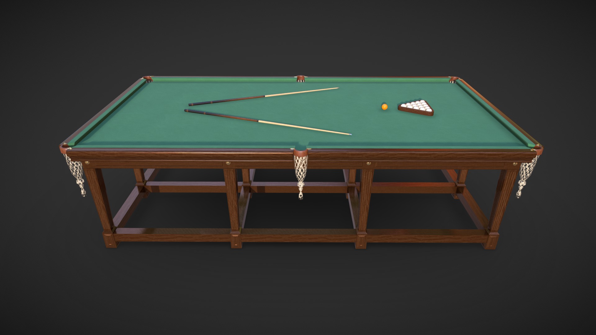 3D model Billiard Table - This is a 3D model of the Billiard Table. The 3D model is about a pool table with a pool table.