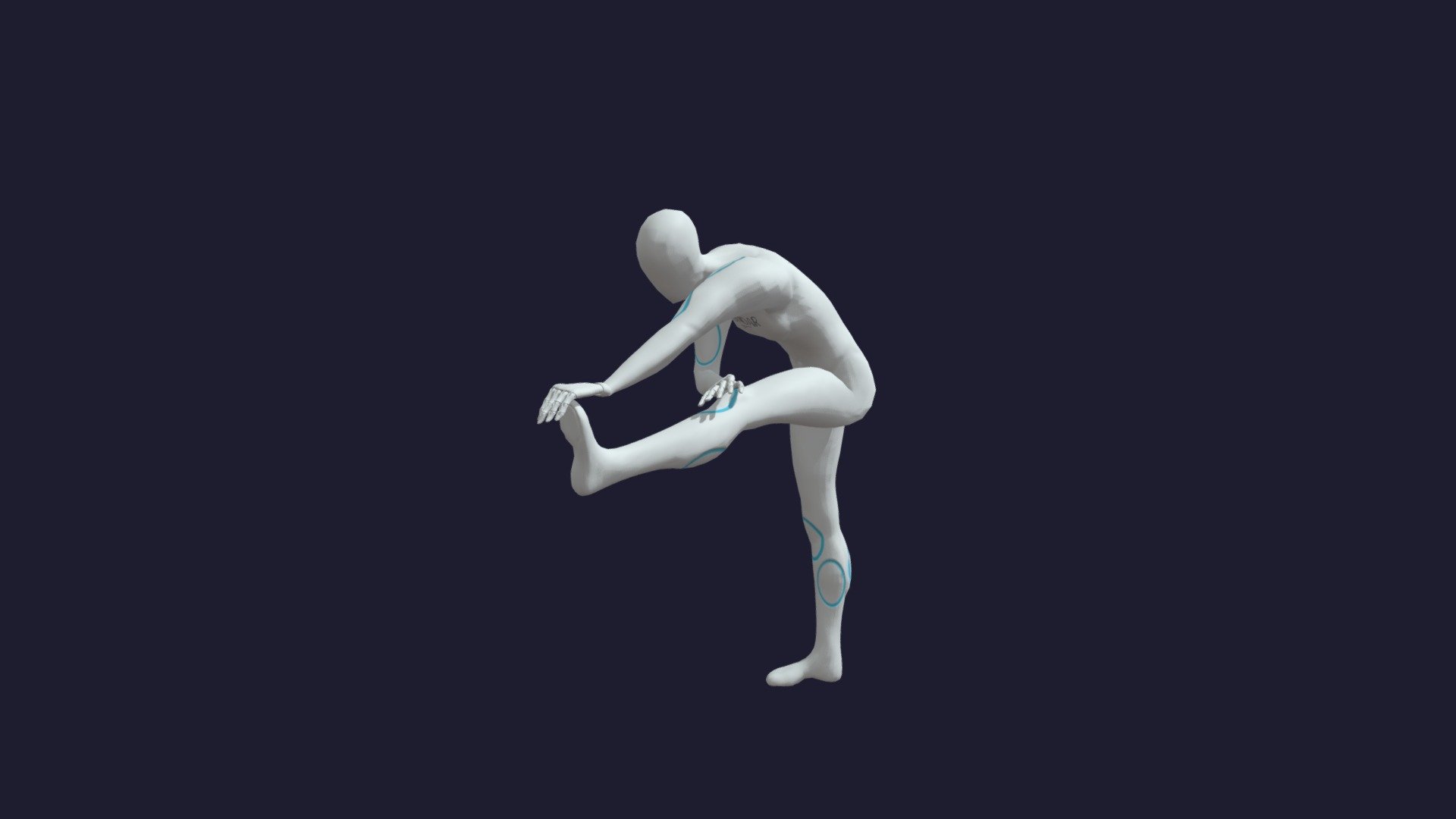Stretching left leg — Sketchfab embed 3D viewer