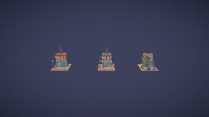destroyed_street_cafe 3D Model