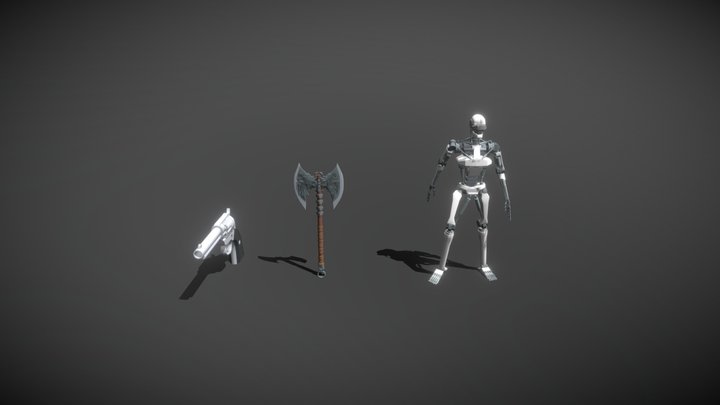 Terminator, Ax and Revolver 3D Model