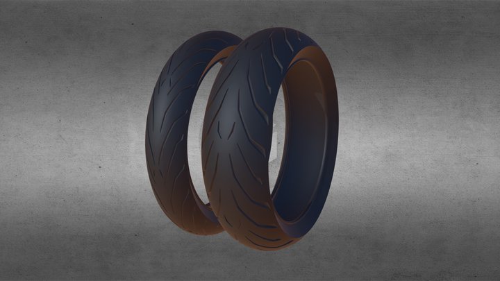 Sport Motorcycle Tires 3D Model