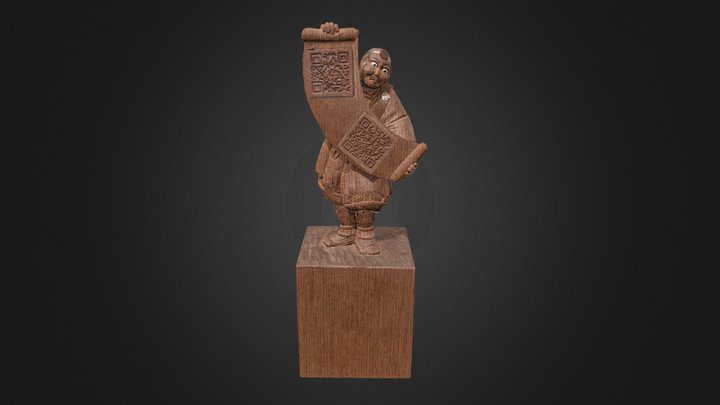QR弁慶（木彫りの置物） 3D Model