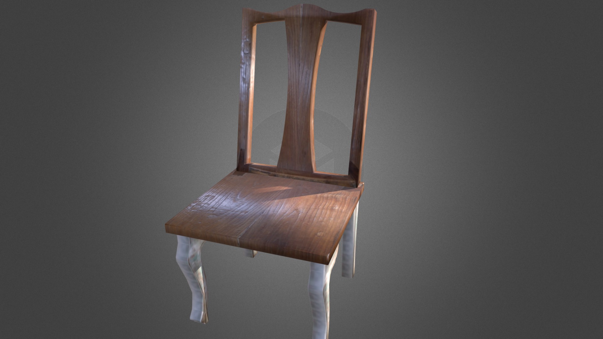 3D model Chair – Sandalye - This is a 3D model of the Chair - Sandalye. The 3D model is about a wooden chair with a white cloth.
