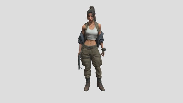 Female survivor in a post-apocalyptic setting 3D Model
