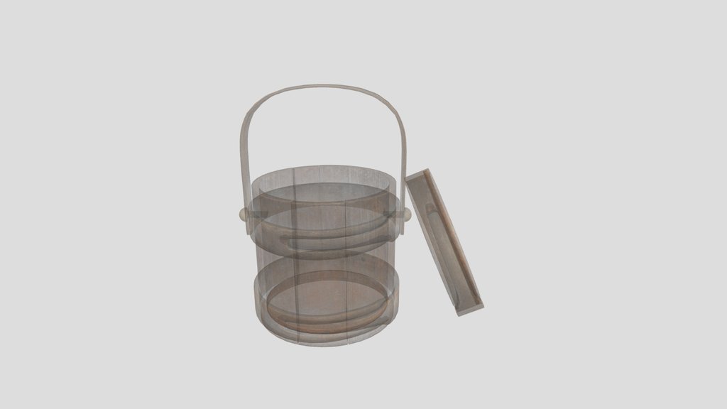 Coopered Wooden Pail With Lid