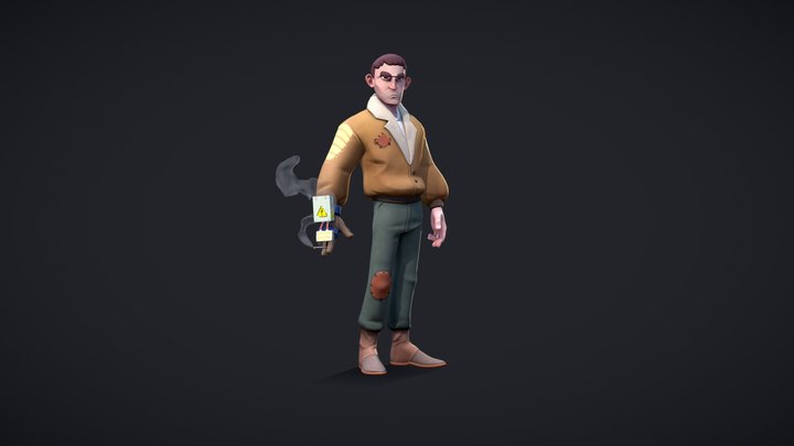 Guy with energy glove 3D Model