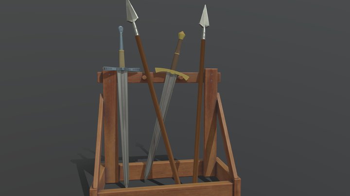 Stylized weapon rack 3D Model