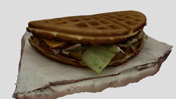 Bacon, Cheese, and Vegetables Waffle 3D Model