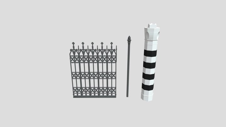 Simple Gate and column 3D Model
