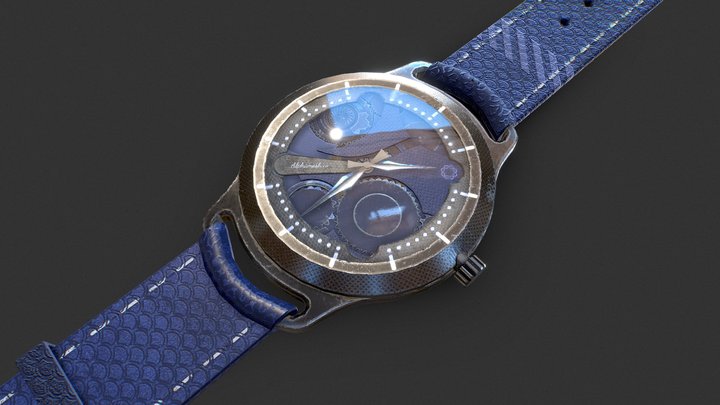 Intricate Blue Watch 3D Model