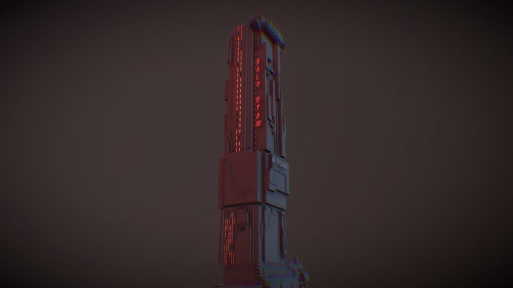 Cyberpunk skyscraper 3D Model