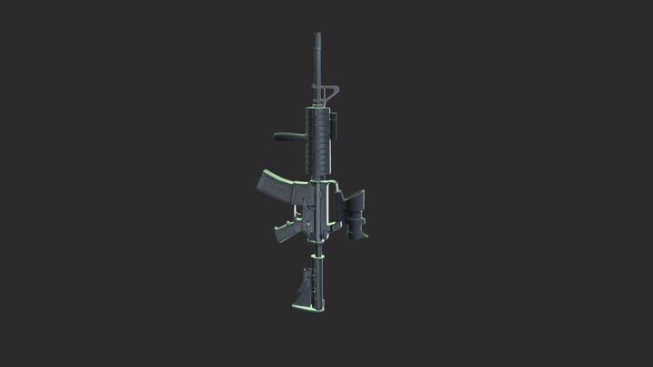 Low-Poly Modern Assault Rifle 3D Model