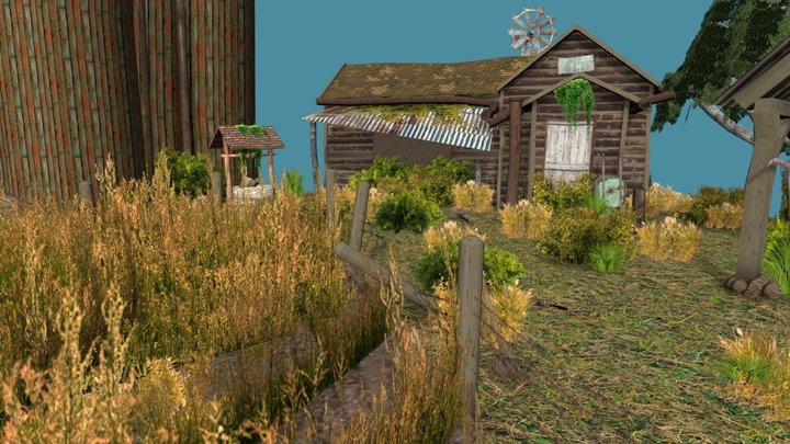 Small abandoned farm diorama 3D Model