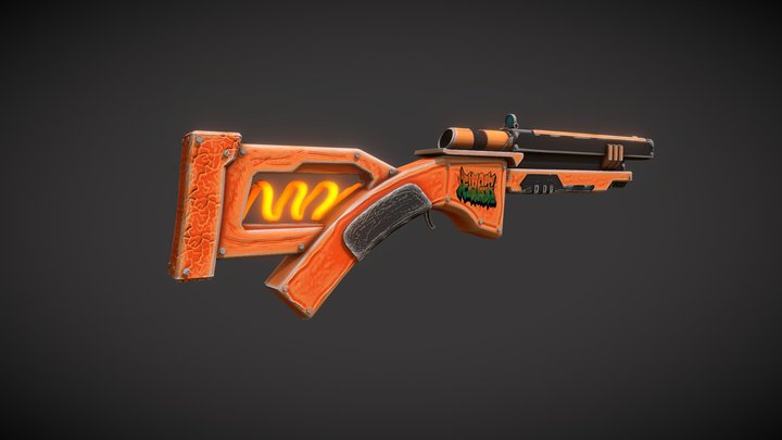 Stylized Low poly Gun / Molten Core Scattergun – Free 3D Model STL