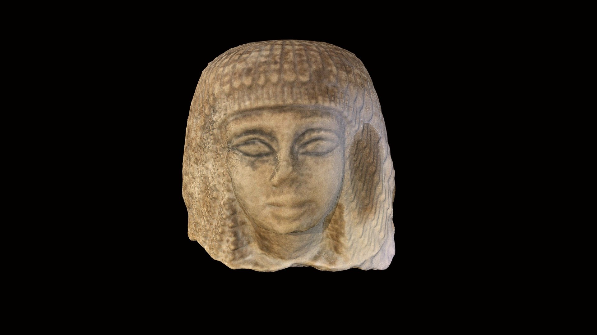 Limestone head of a man, probably an official