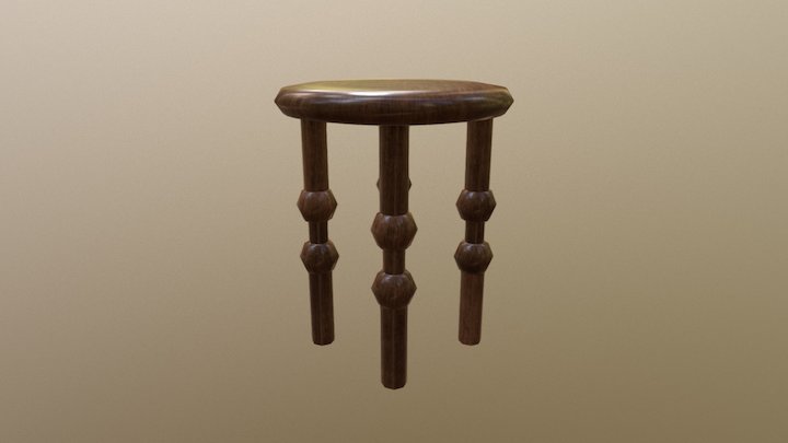 5824_WoodenStool 3D Model