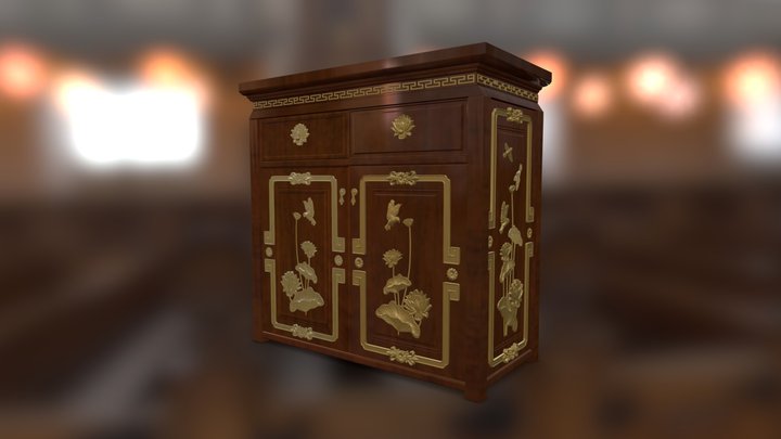 Display cabinets with Lotus decor - Vietnam 3D Model