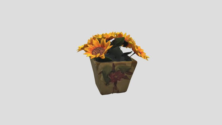 Synthetic Flower In Ceramic Pot 3D Model