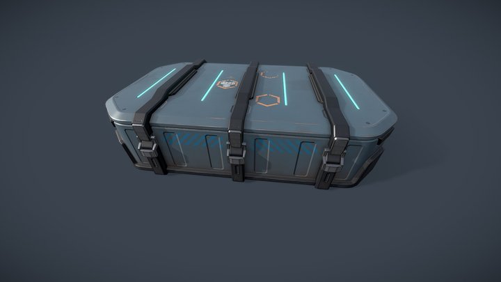 sci-fi crate blue marine 3D Model